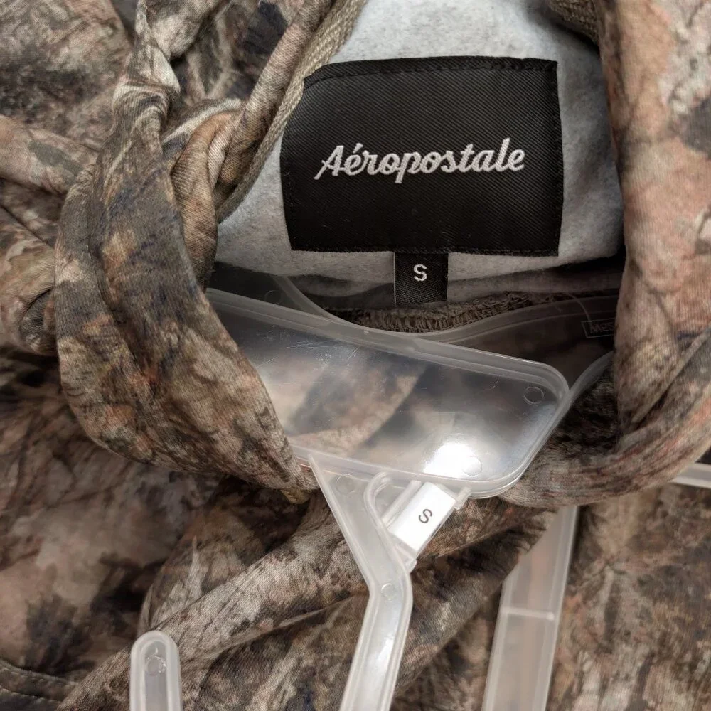 SMALL NWT Aeropostale Camo Set Hoodie Shorts Khaki Real Tree Pocket Aero